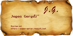 Jeges Gergő névjegykártya